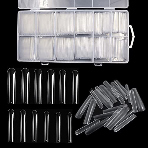 LELE LIFE 240 PCS 12 Size 3XL Tapered Square Full Cover Nail Tips