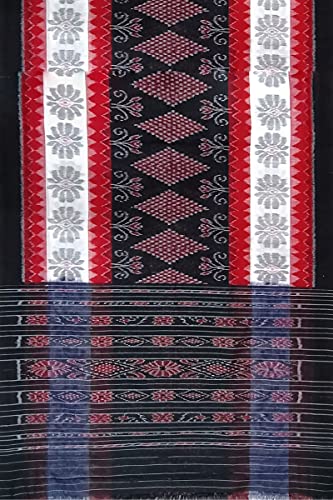 Image of Odisha Sambalpuri Handloom Ikat Women's Cotton Saree, Odisha Handloom Handmade Pure Cotton Khandua Saree, Ikkat Orissa Traditional Handloom Saree Without Blouse