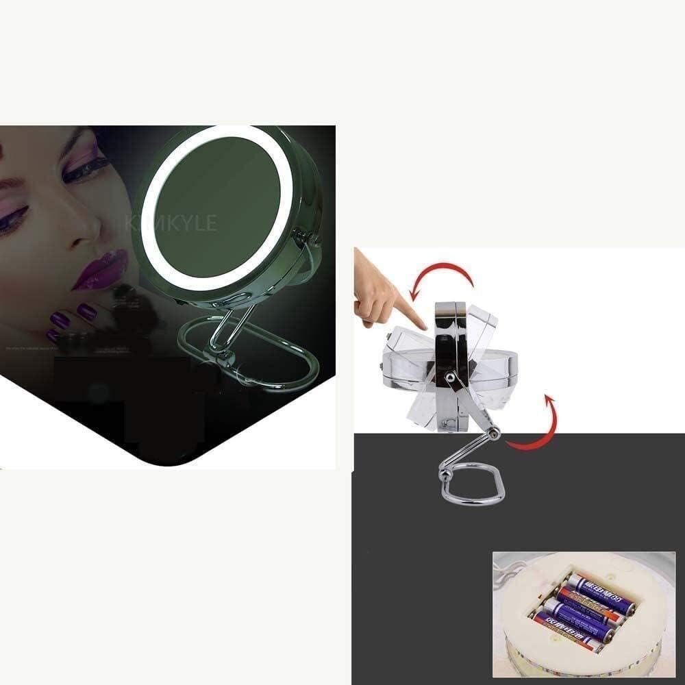 Mirrors Bathroom Vanity Makeup LED Lighting 5x Magnification Shaving Tabletop (Color : Silver， Size : 5 times magnification) image 2