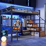 Style Industriel Moderne : Cadre métallique associé à un design veiné bois rustique. Ce Lit Enfant Avec Rangement s’intègre à tous les décors (chambre d’enfant, bureau, appartement moderne). Livré sans matelas.