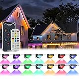 MIMIRGB Permanent Outdoor Lights Pro,100ft with 60 LED RGB IC Smart Eave Light for Outdoor Decorations,IP67 Waterproof with Remote/App Control,DIY LED Scenes Modes for House Roof Decor, Black