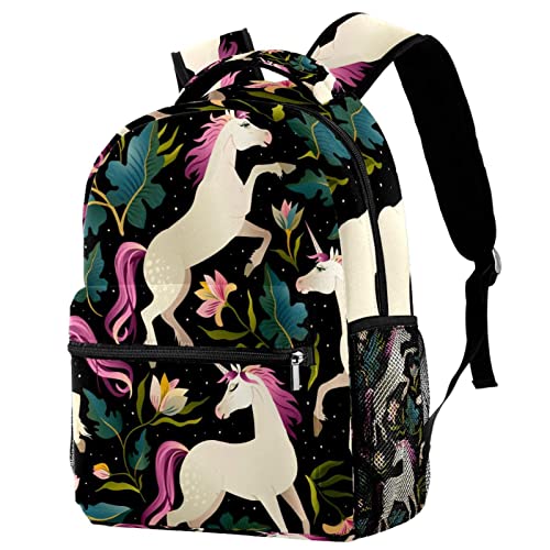 Sac à dos de voyage licornes noires pour les sorties scolaires des enfants