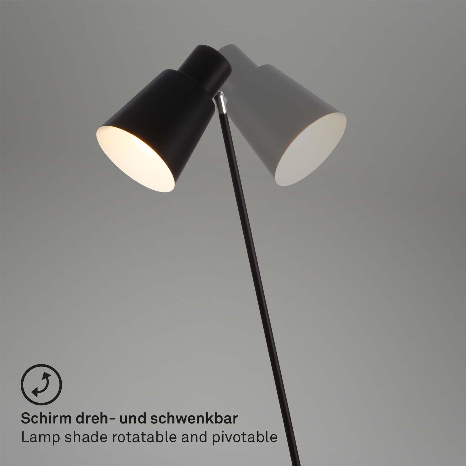 BRILONER – Lampa stojąca jako dekoracja salonu i lampa do czytania, lampa wychylna, lampa do salonu, przycisk nożny, oświetlenie pośrednie, czarna