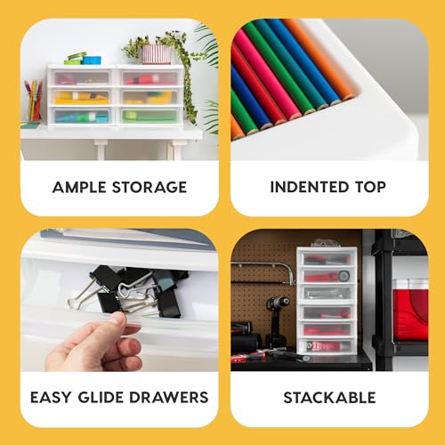Image of IRIS USA 3-Drawer Medium Stacking Desktop Organizer, White