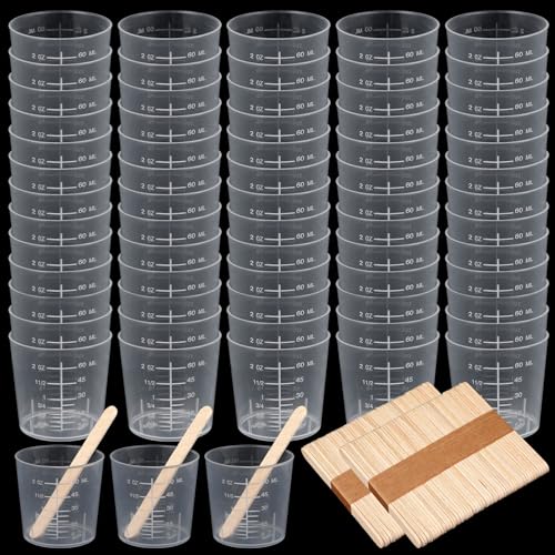 Set de 100 vasos medidores transparentes de 60 ml miniatura 1