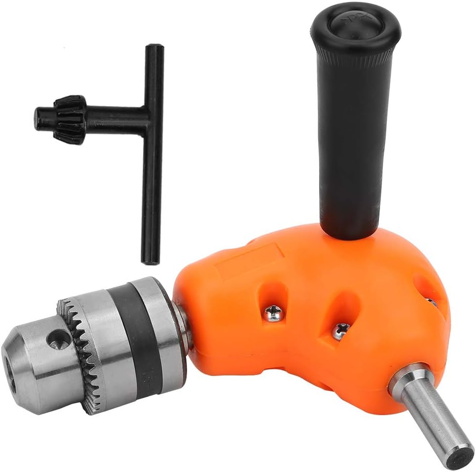 90 Degree Right Angle Drill Attachment, Portable Punch Adapter Tool, Compact Right Angle Drill Chuck with High - Hardness Gears, Ergonomic Handle for Wood Plastic PVC Drilling in T