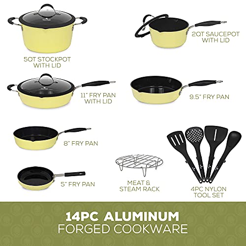 Paula Deen Family 14Piece Ceramic NonStick Cookware Set, 100 PFOA