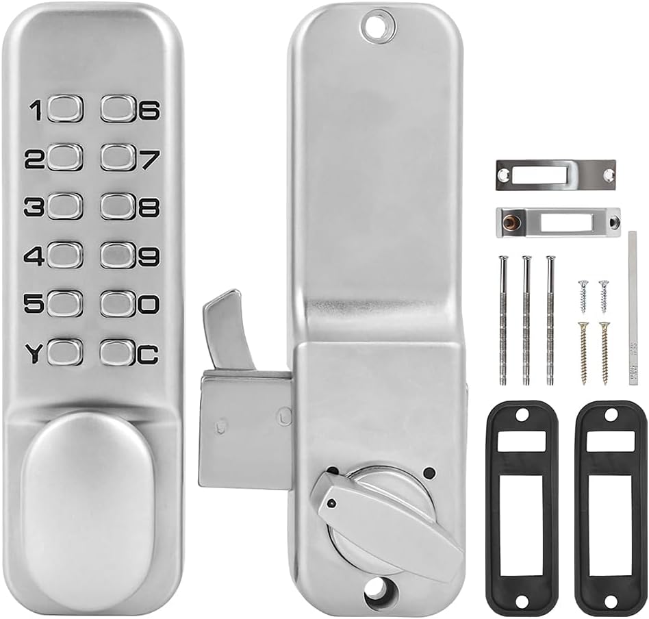 Mechanical Combination Lock, Keyless Entry Door Lock 1‑11 Digits Code Keypad Deadbolt Sliding Door Passsword Security Combination Lock for Home Gate Kitchen Office Balcony