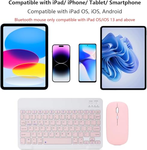 Image of Rechargeable Bluetooth Keyboard and Mouse Combo, Universal Ultra-Slim Wireless Keyboard Mouse Set for Android Windows 1Pad 1Phone Samsung Tablet Portable Compact Keyboard Set