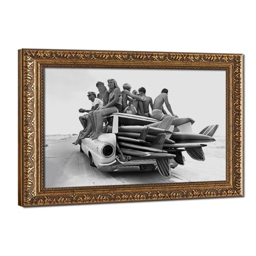 Poster rétro noir et blanc sur toile idéal pour sublimer la décoration de votre chambre