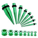 tumundo Tunnelset Dehnerset Flesh Tunnel Strass Grün Glitzer Plug Dehner Dehnstab Expander Ohr-Piercing Ohrstecker