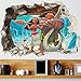 Efecto 3d Moana a través de pegatinas de pared para habitación de niños película de dibujos animados vaiana tatuajes de pared pvc Moana Maui póster diy papel de pared