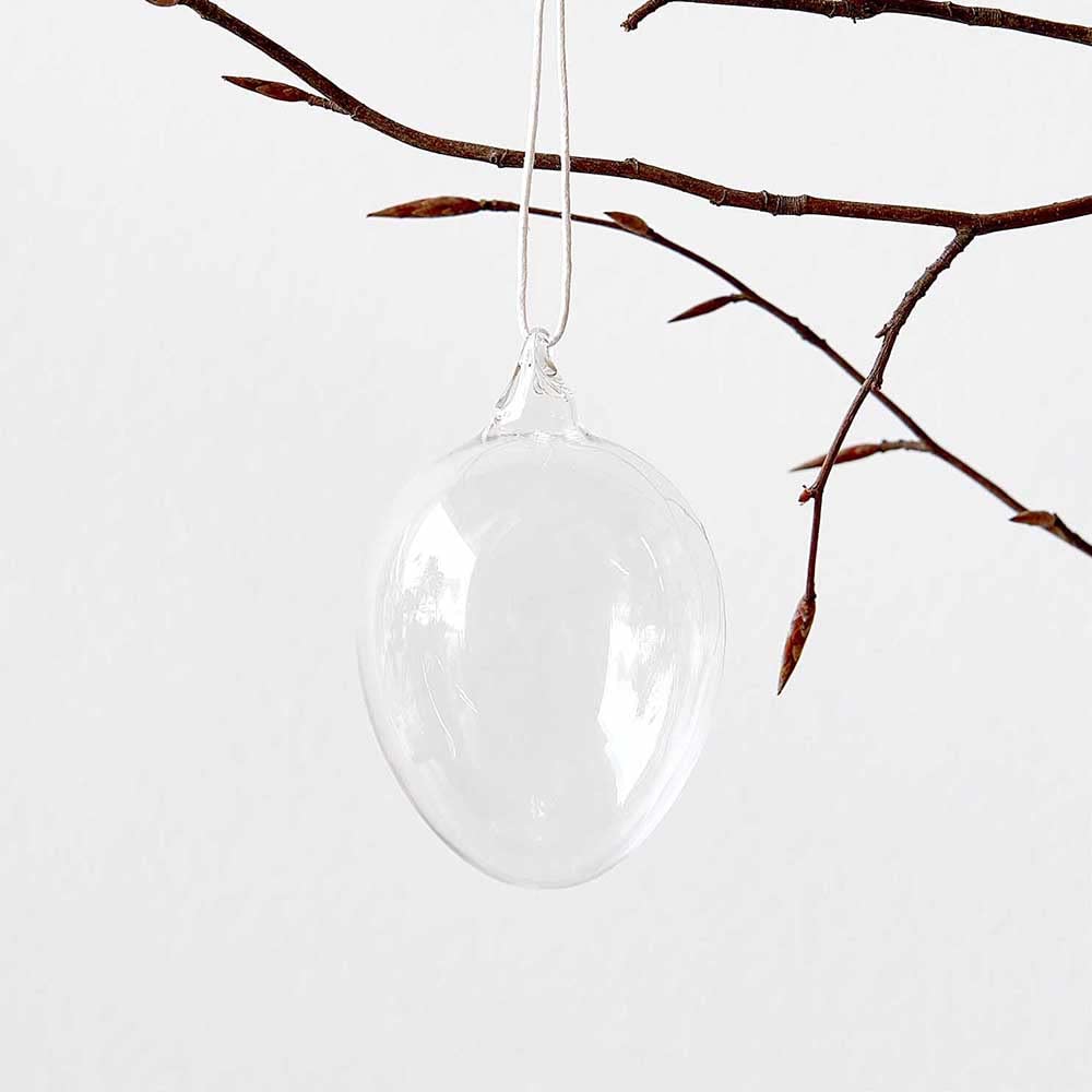 Crafty Capers Gorgeous Large Clear Glass Egg | Hanging Easter Decoration | 10cm Tall