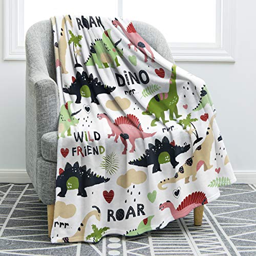 Jekeno Cartoon Dinosaurs Blanket Soft Print Cozy Throw Blanket For Sofa Chair Bed Office Travelling Camping 50"X60" #TOP16