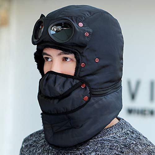 Chapeau aviateur hiver doublé velours épais et bonnet tricoté chaud