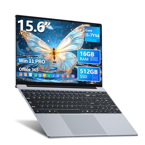 Ordenador Portátil 15,6 Pulgadas con Core i5 7Y54 Procesador, Win 11 PC Portátil 16GB RAM 512GB SSD, Laptop 1920*1080 FHD Pantalla, Computadora Portátil con Teclado Numérico Retroiluminado HDMI USB3.0