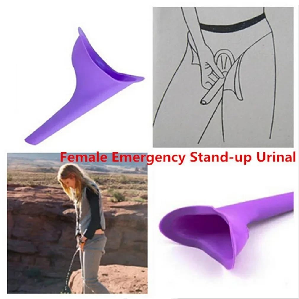 Female Urination Device, Reusable Female Urinal Silicone Women Pee Funnel Allows Women to Pee Standing Up, Portable Womens Urinal is The Perfect Companion for Camping,Outdoor,Travel (3 PCS Purple)