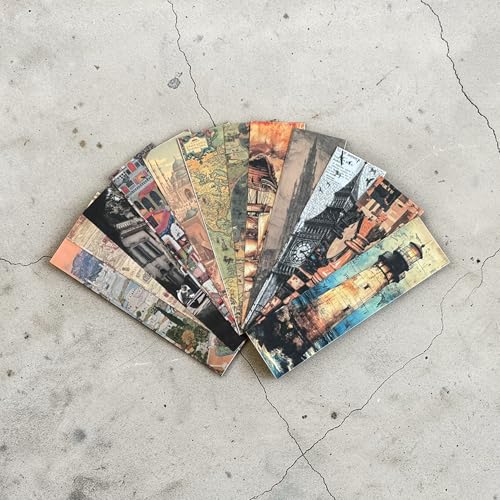 Image of Vintage Travel Bookmarks Set, 12 Pack, Double-Sided with Inspirational Quotes, World Landmarks Theme