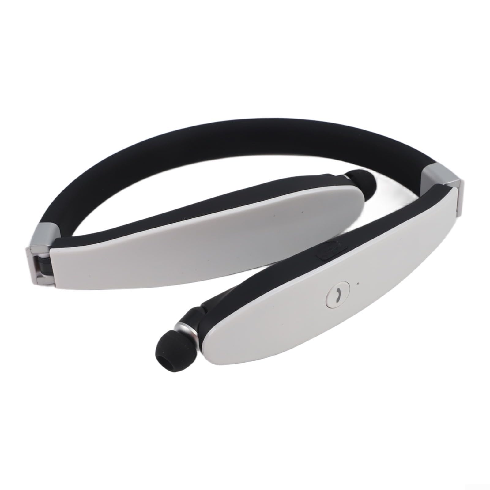 Cuffie Neckband con Cancellazione Rumore, Auricolari Sport Retrattili Pieghevoli, Design Leggero ABS per Corsa e, Nero(White)