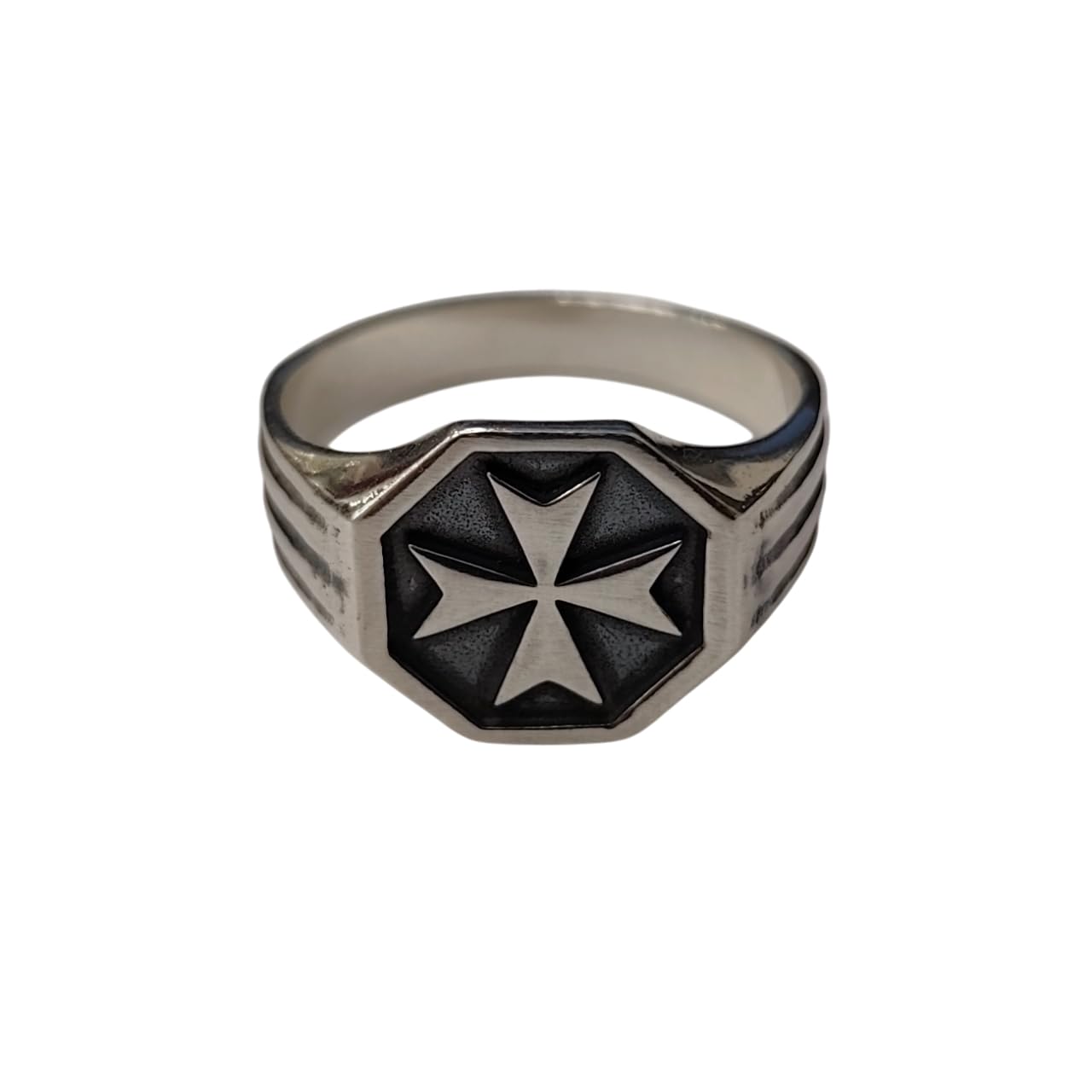 Anillo Hombre Plata 925 Cruz de Malta – 7.1 g – 14 mm – Anillo Artesanal Tipo Sello