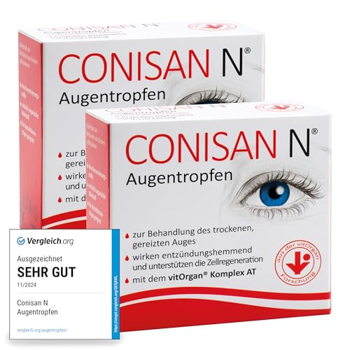 CONISAN N Augentropfen für gesunde Augen Doppelpack – befeuchtet und schützt, ist entzündungshemmend, ohne Konservierungsstoffe, gut verträglich und für Kontaktlinsen geeignet, 2 x 20 x 0,5 ml