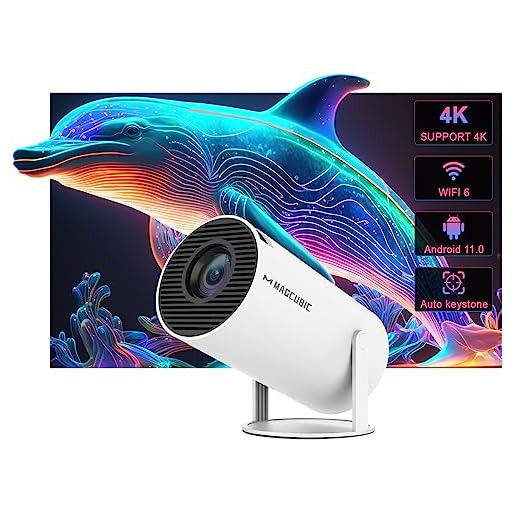 Mini projetor portátil Auto Keystone, projetor inteligente 4 K/200 ANSI com WiFi 6, BT 5.0, ecrã de 130 polegadas, rotação de 180 graus, sistema operativo Android integrado de 11,0