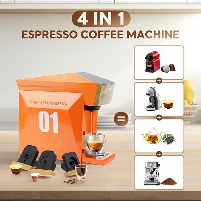 Image of Espresso Machine(1Pc, Compact Size), 15-Bar Pressure Coffee Maker for Home, Italian Barista Style Mini Coffee Machine for Espresso, Latte, Cappuccino & Iced Coffee, Durable ABS Material