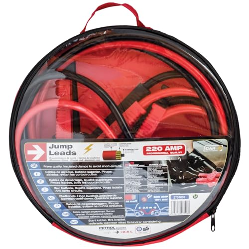 SUMEX Cables de Arranque para Batería de Coche Pinzas de Batería en Bolsa para Guardar 200A 3 Metros 16 mm GS - Tüv