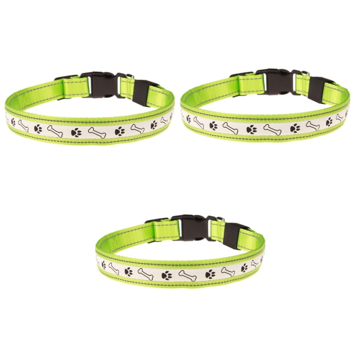 POPETPOP 3pièces Collier LED Rechargeable pour Chiens Collier Lumineux Ajustable avec Design Éclairant pour Promenades Nocturnes Sécurité Vert