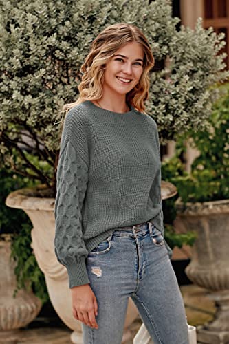 Prettygarden Women's 2023 Winter Pullover Sweater Casual Long Sleeve Crewneck Loose Chunky Knit Jumper Tops Blouse (Grey,Medium) #TOP3