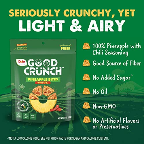 Dole Good Crunch Pineapple With Chili Dried Fruit Bites, Gluten Free & Vegan Healthy Snack With No Sugar Added, 1.4Oz Bag #TOP1