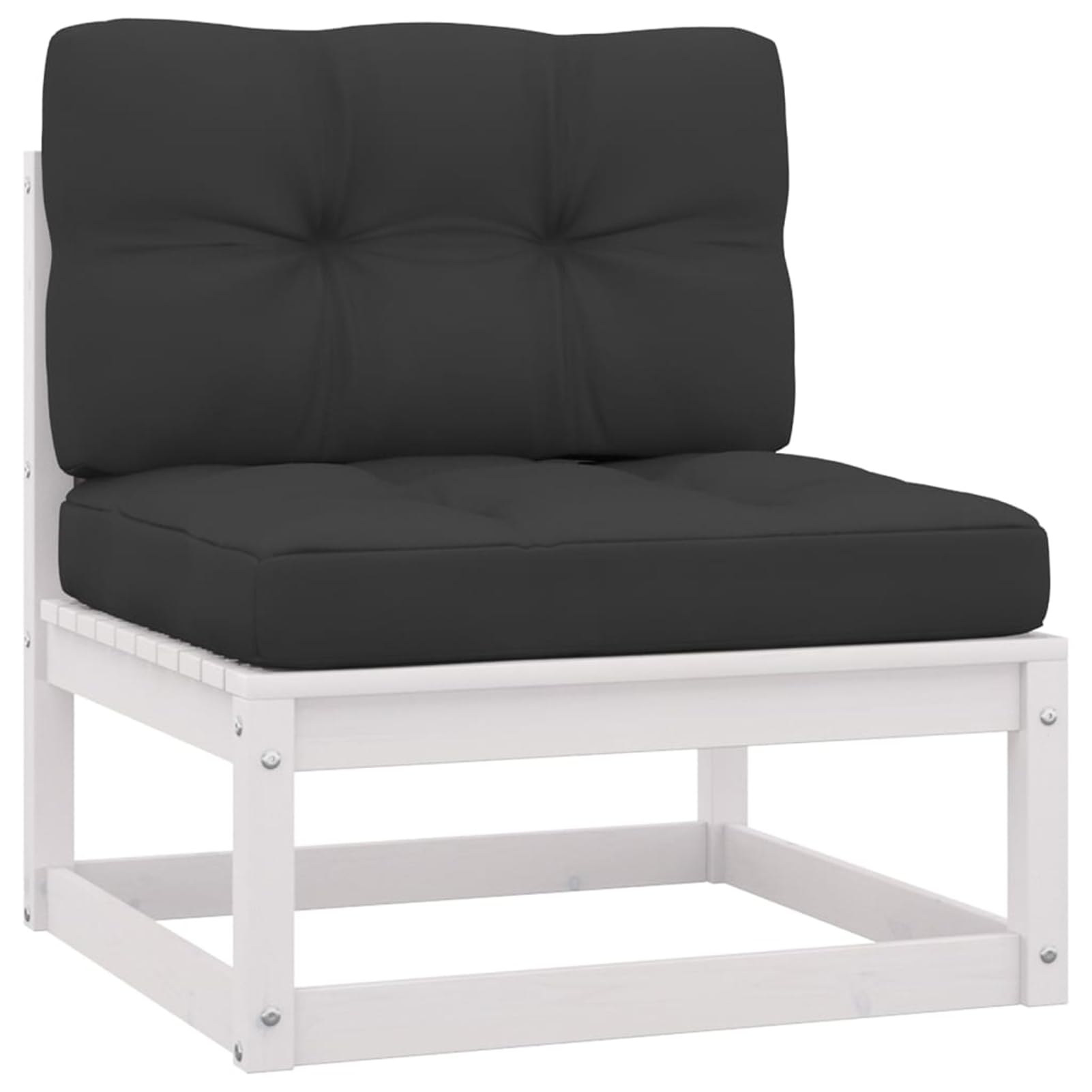Homgoday Muebles de jardín 4 Piezas con Cojines de Madera de Pino Maciza Conjunto de Jardin Exterior mobiliario Jardin para jardín, terraza, Exterior Cojín Incluido Blanco