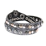 kossberg handtasche Kossberg Armband Kossberg Damen Leder Armband Nieten Strass Metallic (Blau/Grau Metallic)