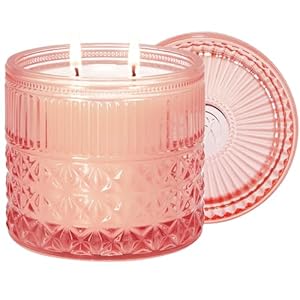 Chloefu LAN Rose Candle, Pink Candles Gifts for Women, Large 2-Wick Sandalwood Candle for Home,Strong Scented Candles for Home Decorative, Romantic Candles Gifts for Valentine’s Day, Anniversaries