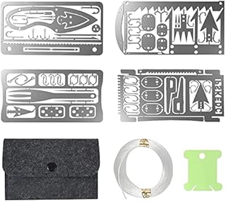 Survival Card Multitool Emergency Camping Kit with Fishing Line Gear, Multipurpose Credit Card Sized EDC Tool for Outdoor Fishing Hiking Hunting, 4PCS