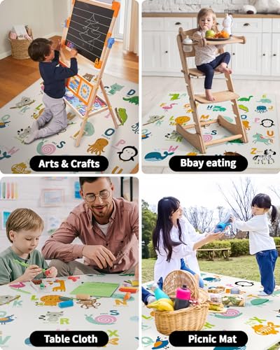 High Chair Splash Floor Mat, 51″Waterproof Washable Anti Slip Splash Mat with No Layering Design - Image 3