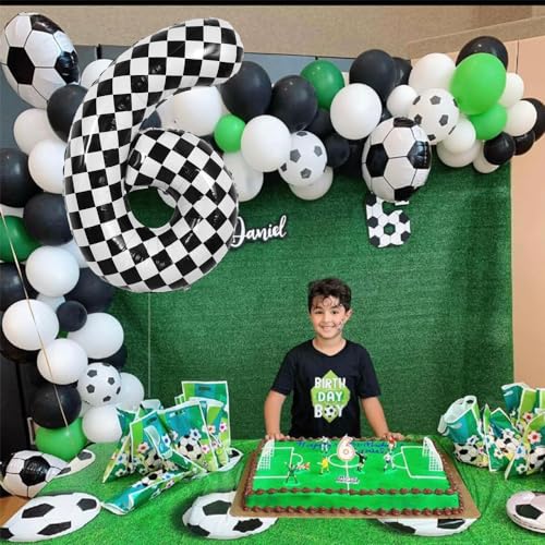 Image of TONIFUL 40 Inch Large Checkered Number 6 Balloon 6th Birthday Decorations