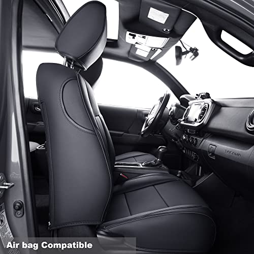 Image of LUCKYMAN CLUB Tacoma Custom Fit Seat Covers for 2016-2023 Tacoma Crew Cab with Faux Leather (Black)