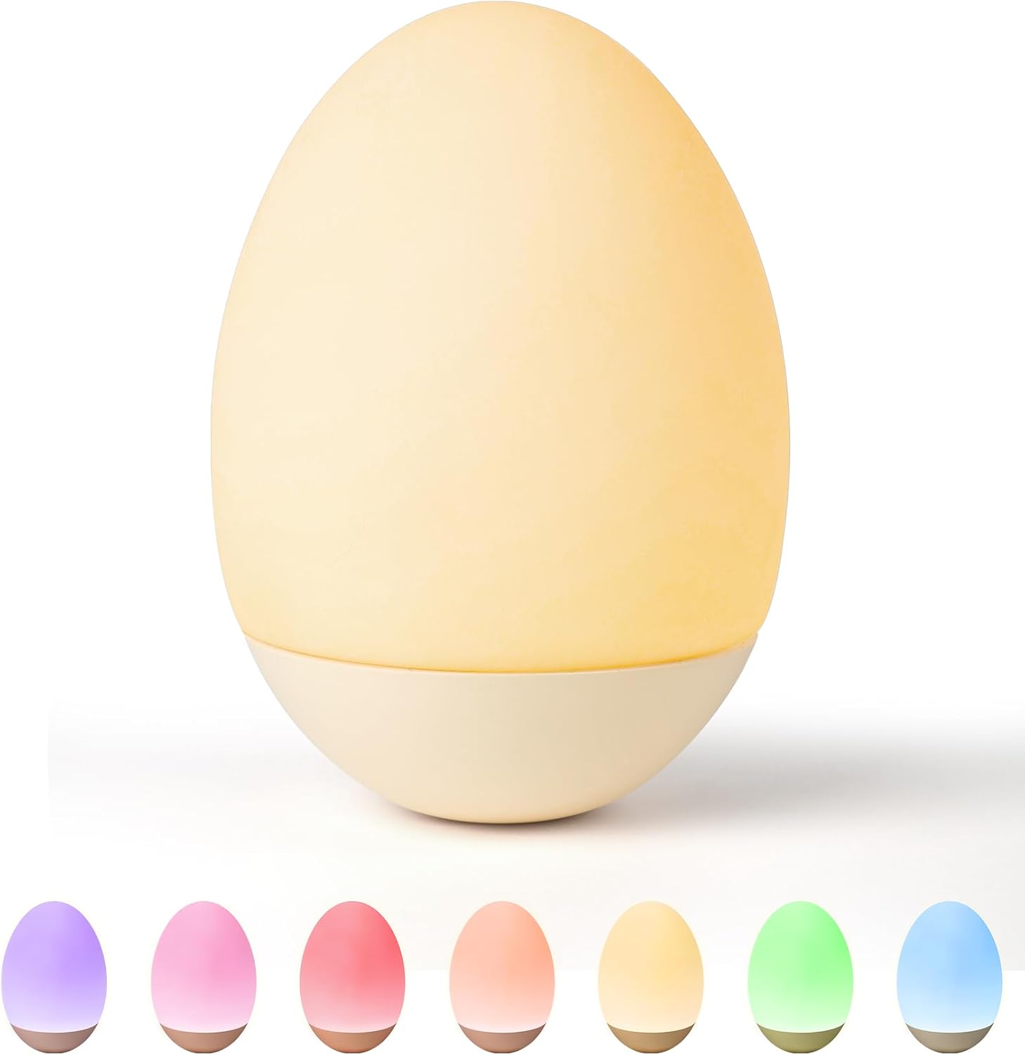 Baby Night Light for Nursery: Egg Touch LED Night Lights Stepless Dimming with Warm White and 7 RGB Colors Rechargeable Portable for Infant and Kids Bedroom Breastfeeding Sleep Aid Tap Lamp
