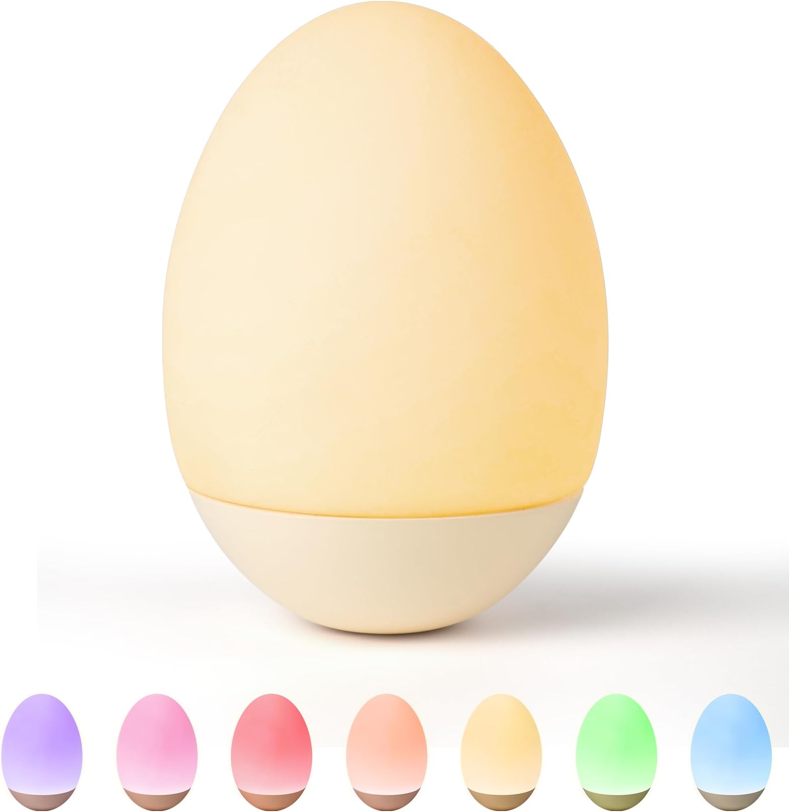 Baby Night Light for Nursery: Egg Touch LED Night Lights Stepless Dimming with Warm White and 7 RGB Colors Rechargeable Portable for Infant and Kids Bedroom Breastfeeding Sleep Aid Tap Lamp