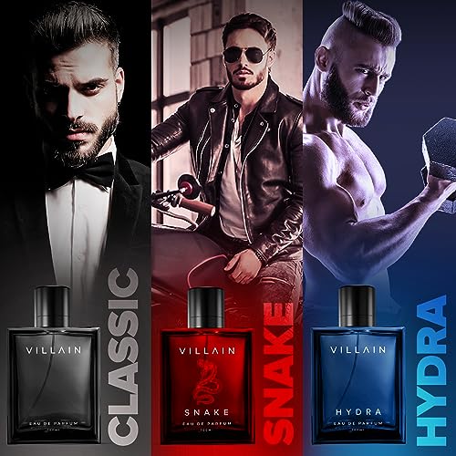Image of VILLAIN Mashup Combo Perfume For Men | Woody, Spicy, Aqua, Patchouli, Musk | Pack Of 3 Perfume For Men 100 Ml Each | Long Lasting Fragrance Set | Perfume Spray Combo Set For Men