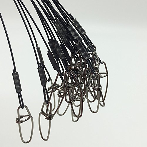 25pcs 150LB Heavy Duty Fishing Wire Rigs Stainless Steel Fishing Line Trace with Swivels Snaps Fishing Lures Hooks Swivels Tackle Rigging (Black)