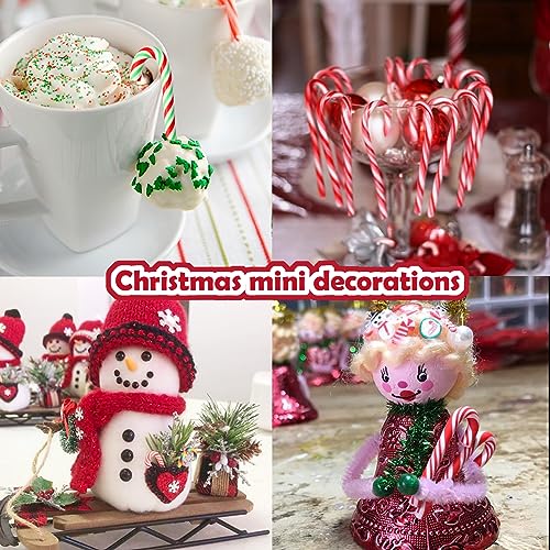 Haddiy Christmas Mini Candy Canes Decorations,60 Pcs Polymer Clay Canes Miniature Fake Candy Charms For Dollhouse Craft And Embellishments-No Hole thumb #4