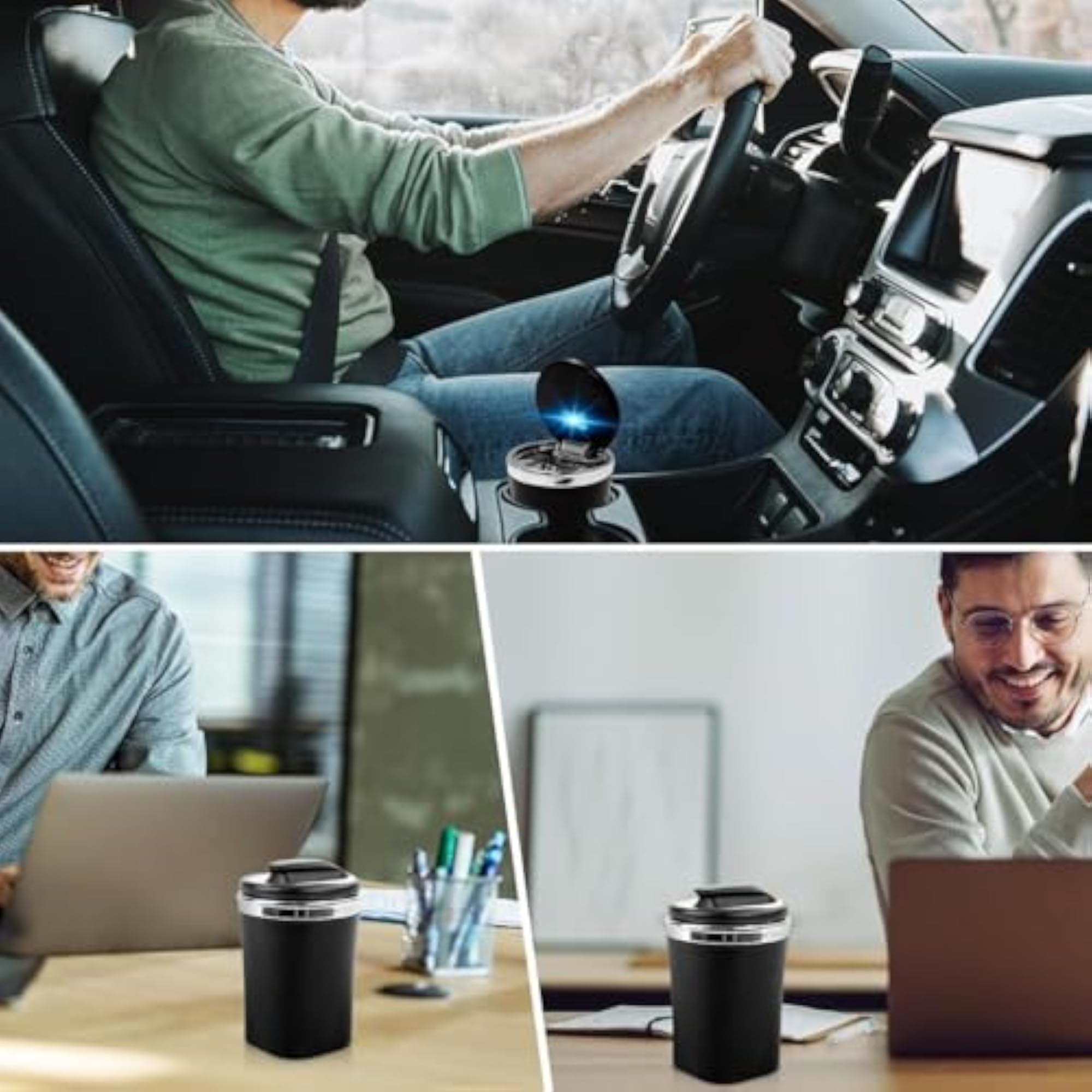 Grivaihi Car Ashtray with Lid, Portable Smell Proof Design
