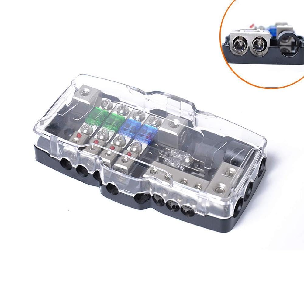 Scatola portafusibili multifunzione per auto Kacepar con luce LED in plastica nera compatibile con vari modelli di auto, SUV, camper, autobus, yacht e barche