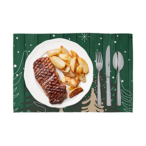 Placemats Set Of 4, Table Mats Waterproof Oil-Proof Washable For Kitchen Place Mats Christmas Tablemats, Green #TOP5
