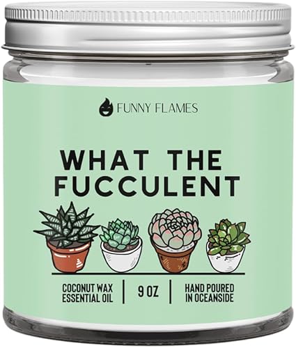 What The Fucculent - Vela de Funny Flames de 9 onzas con aroma a pino fresco, regalos divertidos para mujeres, hombres, mejores amigos, regalos de