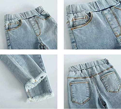 Girls' Fashion Ripped Stretch Waist Skinny Jeans Denim Pants4