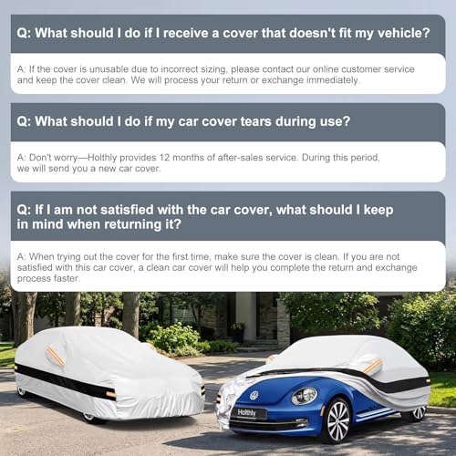 Image of 10 Layers Sedan /Coupe Car Cover Custom Fit for Volkswagen Beetle (1938-2019), Waterproof All Weather for Automobiles, Outdoor Full Cover Sun Dust Rain Protection with Cotton. Silver