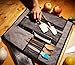 Chef Knife Bag Knife Roll Bag | 9 Slots for Knives Cleaver & Kitchen Utensils | 2 Large Zip Pockets | Padded Shoulder Sling Strap | Best Gift for Professional Chefs & Culinary Students (Grey)